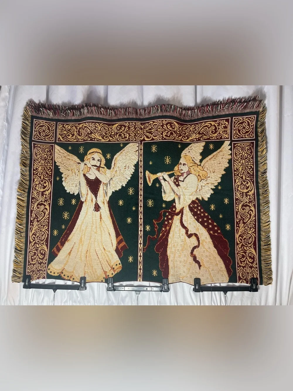Goodwin Weavers Musical Angels Woven Tapestry Throw Blanket Cotton 70
